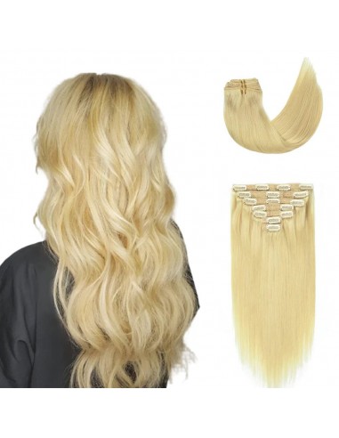 Rechte blonde clips extensions kit platina gr. soldes