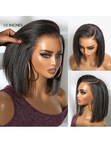 Perruque Miami Hair Flex | Bob Court Naturel Yaki / Lisse Sans Colle, Frontal HD Lace 13x5, Oreille à Oreille pas chere