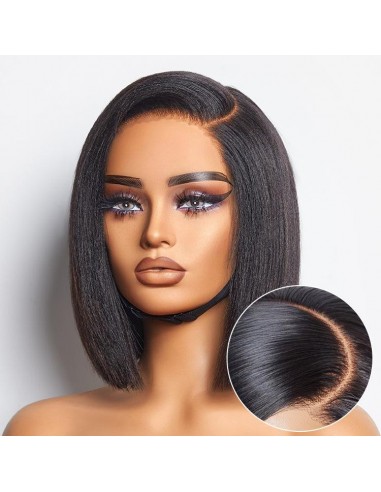 Perruque Bob Yaki Lisse Coupe Dégradée avec Raie à Gauche, Sans Colle, Minimaliste en HD Lace - Prête à Porter store