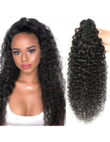 Zwarte paardenstaart paardenstaart met natuurlijke tang Remy Hair Kinky Curly hantent personnes