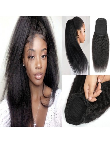 Zwarte paardenstaart paardenstaart met Remy Hair Kinky recht snoer de la marque